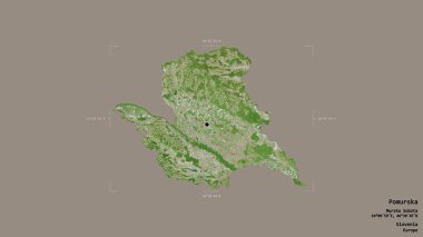 Pomurska bölgesi, Slovenya 'nın istatistiksel bölgesi, coğrafi bir sınır kutusunda sağlam bir zemin üzerinde izole edilmiş. Etiketler. Uydu görüntüleri. 3B görüntüleme