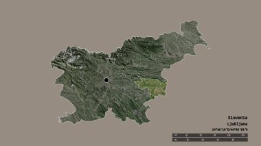 Slovenya 'nın başkenti, ana bölgesel bölünmesi ve ayrılmış Spodnjeposavska alanıyla dejenere bir şekli. Etiketler. Uydu görüntüleri. 3B görüntüleme