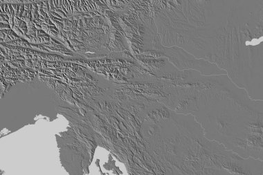 Slovenya 'nın genişletilmiş bölgesi. Çift seviyeli yükseklik haritası. 3B görüntüleme