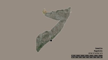 Başkenti, ana bölgesel bölümü ve ayrılmış Awdal bölgesiyle Somali 'nin dejenere edilmiş şekli. Etiketler. Uydu görüntüleri. 3B görüntüleme
