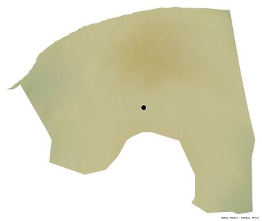 Somali 'nin başkenti beyaz arka planda izole edilmiş Bakool bölgesi. Topografik yardım haritası. 3B görüntüleme