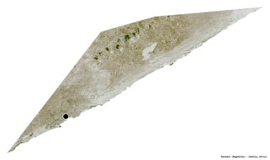 Banaadir, Somali bölgesi, başkenti beyaz arka planda izole edilmiş. Uydu görüntüleri. 3B görüntüleme