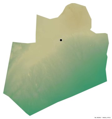 Somali Bölgesi 'nin başkenti beyaz arka planda izole edilmiş Bay' in şekli. Topografik yardım haritası. 3B görüntüleme