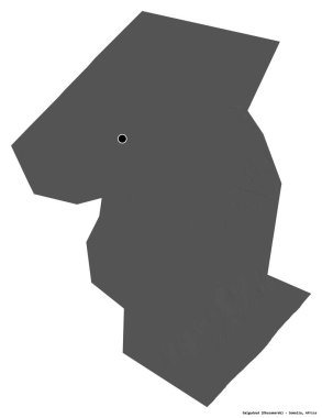 Somali bölgesinin başkenti Galguduud 'un beyaz arka planda izole edilmiş hali. Çift seviyeli yükseklik haritası. 3B görüntüleme