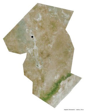 Somali bölgesinin başkenti Galguduud 'un beyaz arka planda izole edilmiş hali. Uydu görüntüleri. 3B görüntüleme