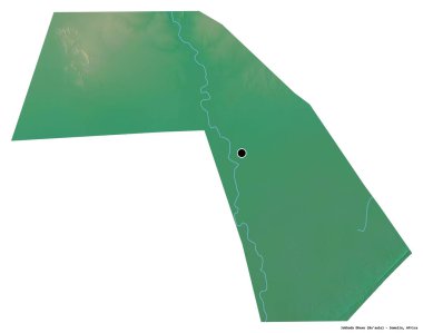 Jubbada Dhexe, Somali bölgesi, başkenti beyaz arka planda izole edilmiş. Topografik yardım haritası. 3B görüntüleme