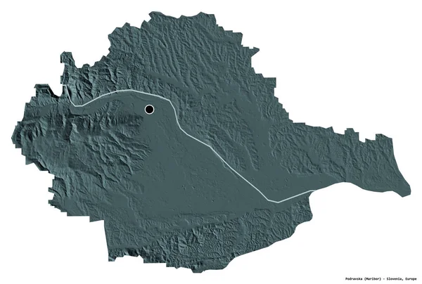 Tvar Podravské Statistické Oblasti Slovinska Hlavním Městem Izolovaným Bílém Pozadí — Stock fotografie