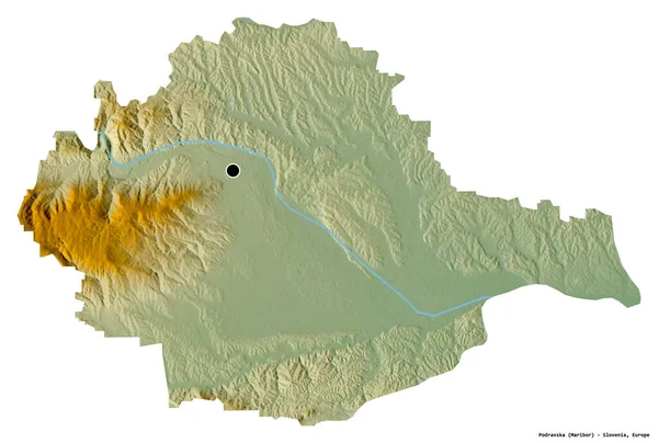 Tvar Podravské Statistické Oblasti Slovinska Hlavním Městem Izolovaným Bílém Pozadí — Stock fotografie