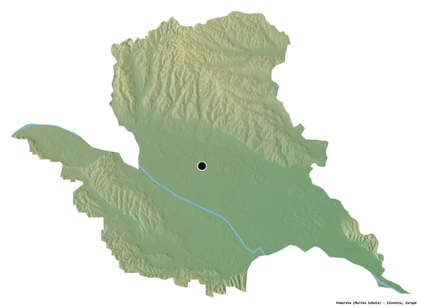 Alakja Pomurska Statisztikai Régió Szlovénia Főváros Elszigetelt Fehér Alapon Topográfiai — Stock Fotó