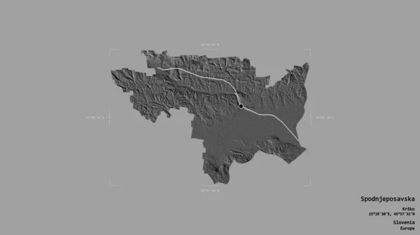 Площадь Споднепосавска Статистическая Область Словении Изолирована Твердом Фоне Геометрической Рамке — стоковое фото