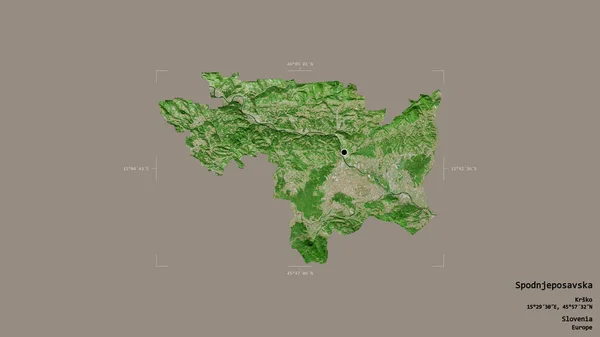 Area Spodnjeposavska Statistical Region Slovenia Isolated Solid Background Georeferenced Bounding — Stock Photo, Image