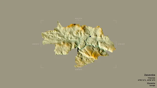 Obszar Zasawskiej Statystyczny Region Słowenii Odizolowany Solidnym Tle Georeferencyjnym Polu — Zdjęcie stockowe