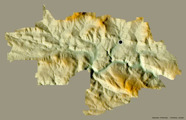 Tvar Zasavské Statistické Oblasti Slovinska Hlavním Městem Izolovaným Pevném Barevném — Stock fotografie