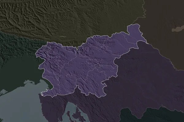 Forma Eslovenia Separada Por Desaturación Las Áreas Vecinas Fronteras Mapa —  Fotos de Stock