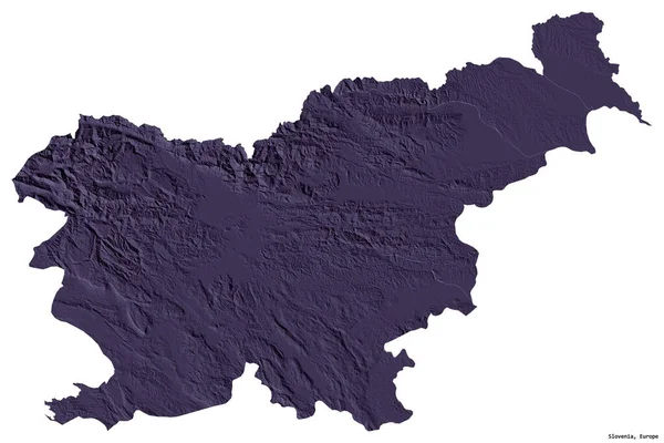 Form Slovenien Med Dess Huvudstad Isolerad Vit Bakgrund Färgad Höjdkarta — Stockfoto