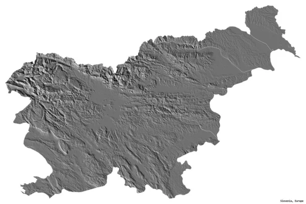 Forma Eslovenia Con Capital Aislada Sobre Fondo Blanco Mapa Elevación — Foto de Stock