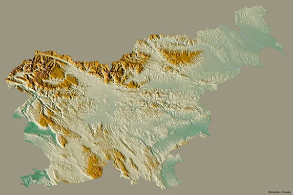 Forma Eslovenia Con Capital Aislado Sobre Fondo Color Sólido Mapa — Foto de Stock
