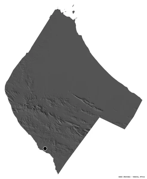 Shape Awdal Region Von Somalia Mit Seiner Hauptstadt Isoliert Auf — Stockfoto