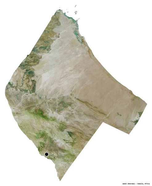 Shape Awdal Region Somalia Its Capital Isolated White Background Satellite — Stock Photo, Image