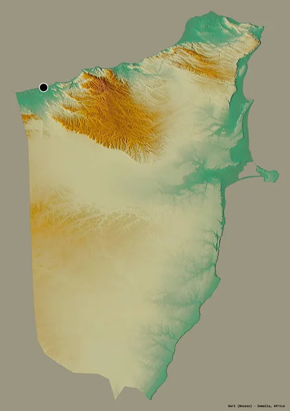Forma Bari Região Somália Com Sua Capital Isolada Fundo Cor — Fotografia de Stock