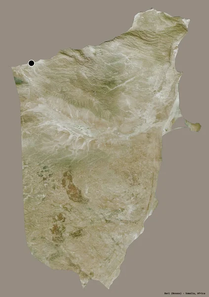 Alakja Bari Régió Szomália Főváros Elszigetelt Szilárd Színű Háttér Műholdas — Stock Fotó