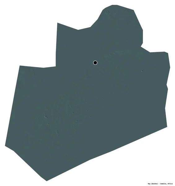 ソマリアの領域である湾の形で その首都は白い背景に孤立しています 色の標高マップ 3Dレンダリング — ストック写真