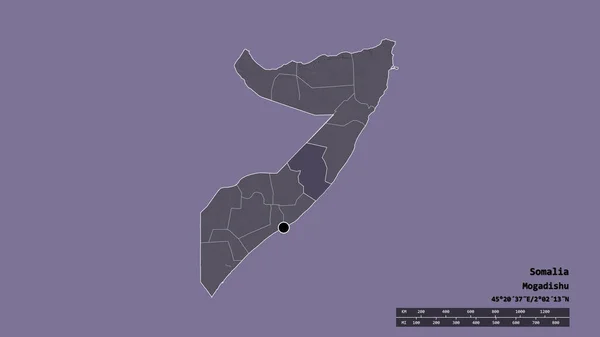 Обесцвеченная Форма Сомали Столицей Главным Региональным Разделением Разделенной Зоной Гальгудуд — стоковое фото