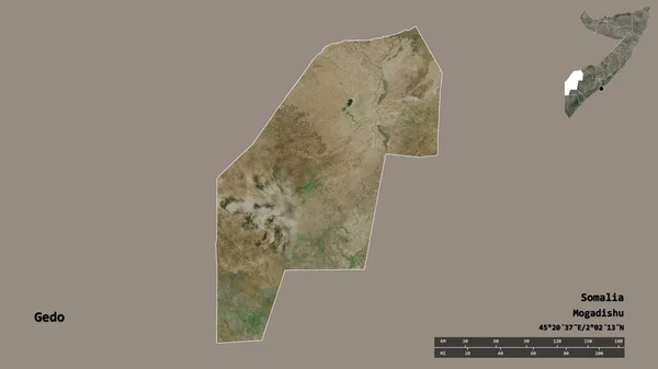 Shape Gedo Region Somalia Its Capital Isolated Solid Background Distance — Stock Photo, Image