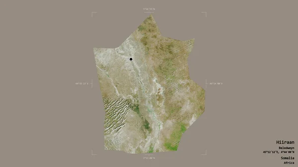 Oblast Hiraan Oblast Somálska Izolovaná Pevném Pozadí Georeferenčním Hraničním Poli — Stock fotografie