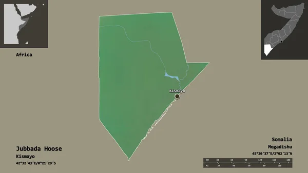 Shape Jubbada Hoose Region Von Somalia Und Seine Hauptstadt Entfernungsskala — Stockfoto