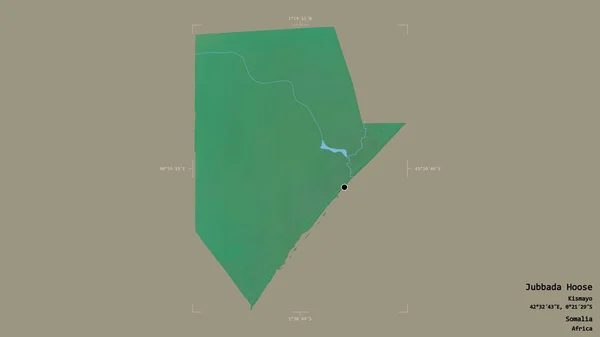 ジュバダのエリアソマリアの地域であるジュバダ ハウスは 洗練された境界線の箱の中にしっかりとした背景に隔離されています ラベル 地形図 3Dレンダリング — ストック写真