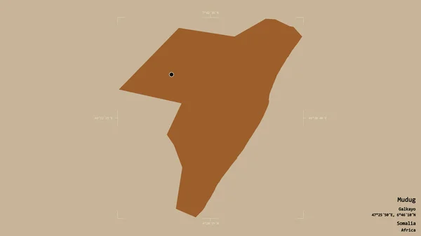 Район Мудуг Район Сомали Изолирован Твердом Фоне Геометрической Ограничивающей Коробке — стоковое фото