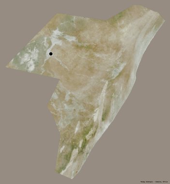 Somali 'nin Mudig bölgesi, başkenti katı renk arkaplanı ile izole edilmiştir. Uydu görüntüleri. 3B görüntüleme