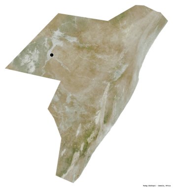 Somali 'nin başkenti beyaz arka planda izole edilmiş Mudig bölgesi. Uydu görüntüleri. 3B görüntüleme