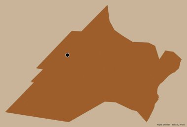 Nugaal 'ın şekli, Somali bölgesi, başkenti katı renk arkaplanı ile izole edilmiş. Desenli dokuların bileşimi. 3B görüntüleme