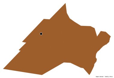 Nugaal 'ın şekli, Somali bölgesi, başkenti beyaz arka planda izole edilmiş. Desenli dokuların bileşimi. 3B görüntüleme