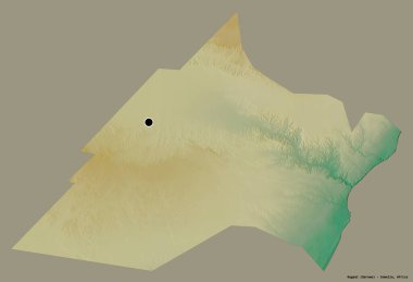 Nugaal 'ın şekli, Somali bölgesi, başkenti katı renk arkaplanı ile izole edilmiş. Topografik yardım haritası. 3B görüntüleme