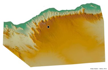 Somali bölgesinin başkenti beyaz arka planda izole edilmiş Sanag 'ın şekli. Topografik yardım haritası. 3B görüntüleme