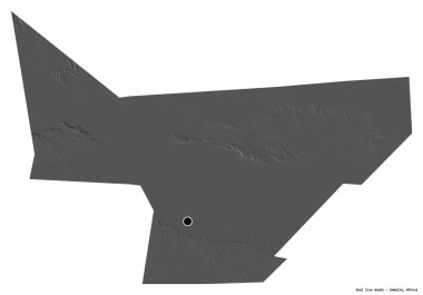 Somali 'nin Sool bölgesi, başkenti beyaz arka planda izole edilmiş. Çift seviyeli yükseklik haritası. 3B görüntüleme