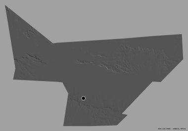 Somali 'nin Sool bölgesi, başkenti katı renk arkaplanı ile izole edilmiştir. Çift seviyeli yükseklik haritası. 3B görüntüleme