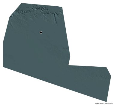 Togdheer 'in şekli, Somali bölgesi, başkenti beyaz arka planda izole edilmiş. Renkli yükseklik haritası. 3B görüntüleme