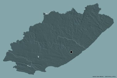 Güney Afrika 'nın Doğu Burnu' nun şekli, başkenti katı bir renk arkaplanı ile izole edilmiştir. Renkli yükseklik haritası. 3B görüntüleme