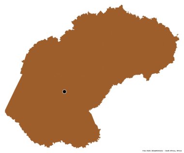 Özgür Devletin şekli, Güney Afrika eyaleti, başkenti beyaz arka planda izole edilmiş. Desenli dokuların bileşimi. 3B görüntüleme