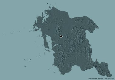 Güney Kore 'nin başkenti Chungcheongnam-do' nun katı renk arkaplanı ile izole edilmiş hali. Renkli yükseklik haritası. 3B görüntüleme