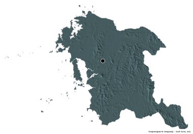 Güney Kore 'nin başkenti Chungcheongnam-do' nun beyaz arka planda izole edilmiş hali. Renkli yükseklik haritası. 3B görüntüleme