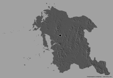 Güney Kore 'nin başkenti Chungcheongnam-do' nun katı renk arkaplanı ile izole edilmiş hali. Çift seviyeli yükseklik haritası. 3B görüntüleme