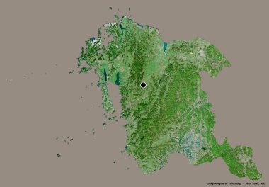Güney Kore 'nin başkenti Chungcheongnam-do' nun katı renk arkaplanı ile izole edilmiş hali. Uydu görüntüleri. 3B görüntüleme