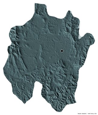 Başkenti Güney Kore 'nin başkenti Daejeon' un beyaz arka planda izole edilmiş hali. Renkli yükseklik haritası. 3B görüntüleme