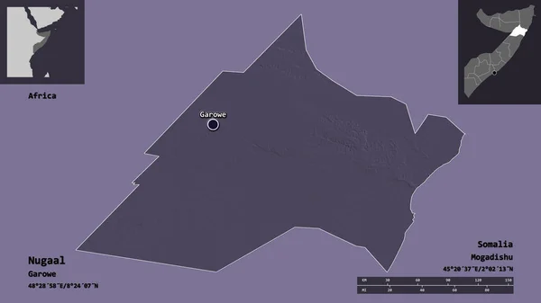 Форма Нугаала Регион Сомали Столица Шкала Расстояний Предварительные Просмотры Метки — стоковое фото