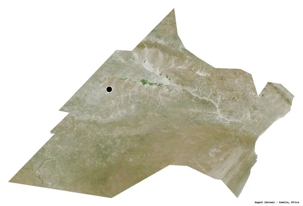 Форма Нугал Район Сомалі Столицею Ізольованою Білому Тлі Супутникові Знімки — стокове фото